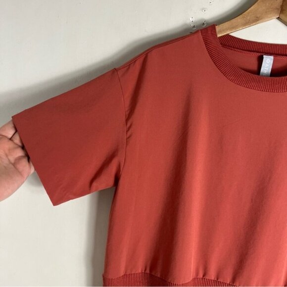 Athleta Zephyr Crop Tee Etruscan Red SIZE XS Relaxed Fit Oversized Stretch comfy - Picture 7 of 11
